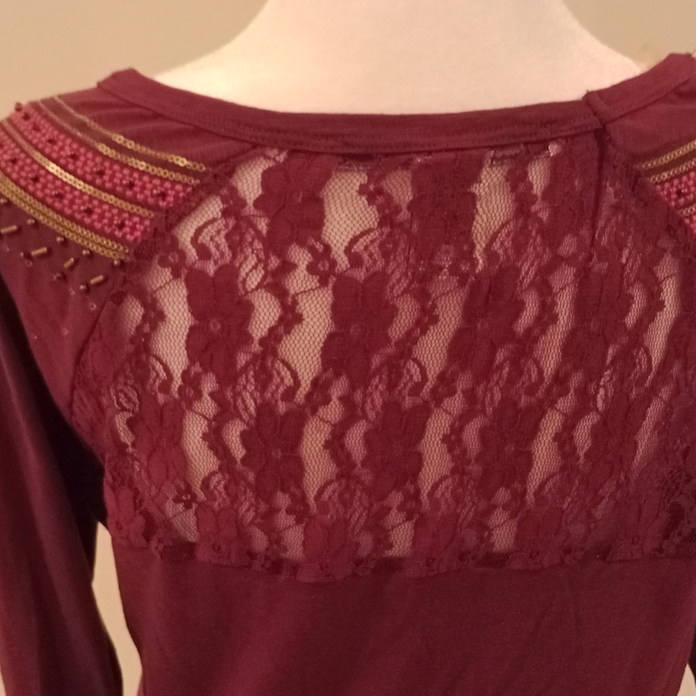 American Rag Maroon Long Sleeve Top - Picture 5 of 7